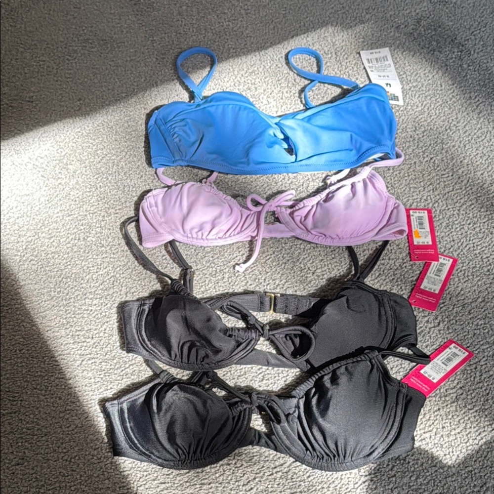 Xhilaration Swim Top 4 PIECE Bundle! Blue, Purple, and 2 Black! Size S